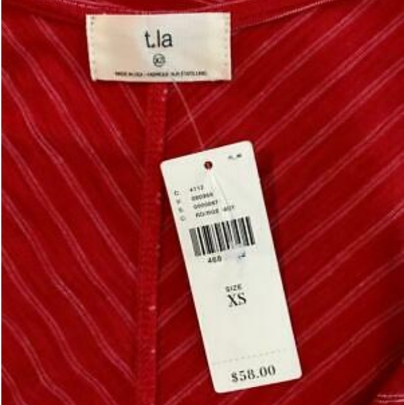 Anthropologie t.la Effervescent Tank Top Size XS Red White Striped Tie Front - Picture 7 of 12